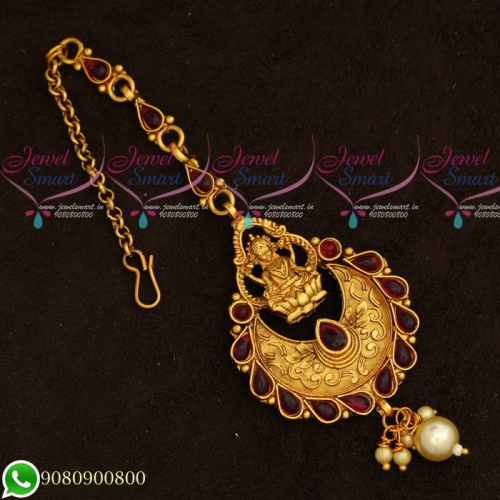 T19548 Temple Jewellery Gold Plated Maang Tikka Designs Low Price Traditional Hair Accessory Online