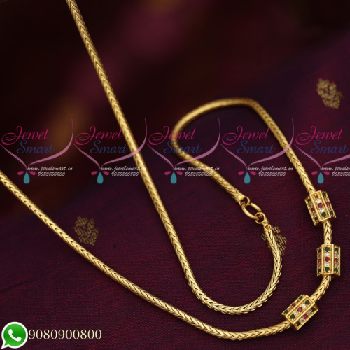 C19591 Gold Designs Plated Roll Kodi AD Stones Mugappu South Indian Imitation Jewellery Collections