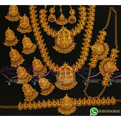 BR19722 Temple Jewellery Bridal Designs Wedding Set Matte Gold Plated Premium Collections Online