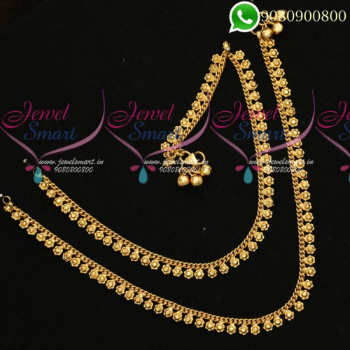 Anklets Gold Plated Daily Wear South Indian Jewellery Designs P19834