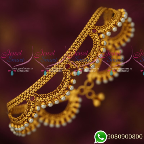 P19742 Payal Anklets Antique Jewellery Gold Plated Matte Look Broad Grand Designs Online
