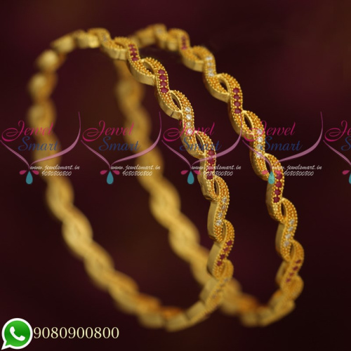 B19728 Latest Designs Traditional Bangles AD Stones Imitation Jewellery Collections Online