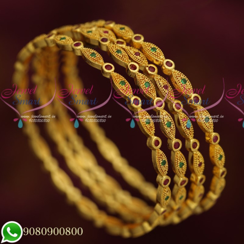 B19730 Latest Designs Traditional Bangles 4 Pieces Set AD Stones Imitation Jewellery Collections Online
