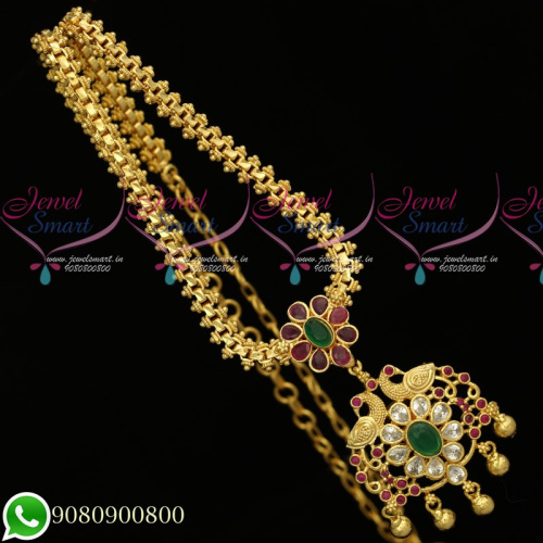 PS19762 Gold Plated Jewellery South Indian Designs Chain Pendant Daily Wear Collections