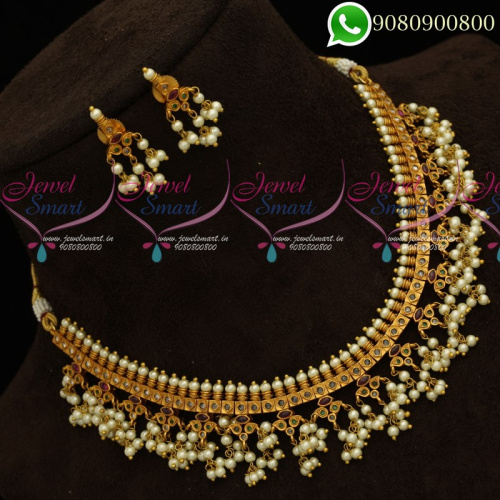 Gutta Pusalu Pearl Jewellery Short Necklace Traditional South Indian Designs Online NL19799