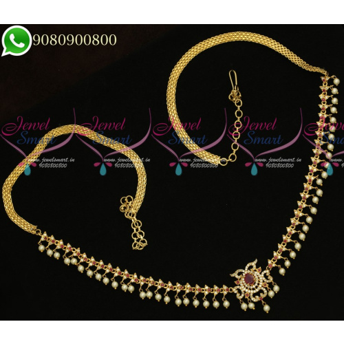 H19774 Hip Chains Designs Gold Plated AD Stones Fashion Jewellery