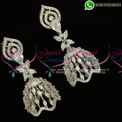 Jhumkas Online Silver Plated Diamond Finish Jewellery J19935