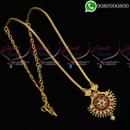 Gold Plated Kodi Chain AD Stones Pendant Daily Wear South Indian Jewellery Designs C19796