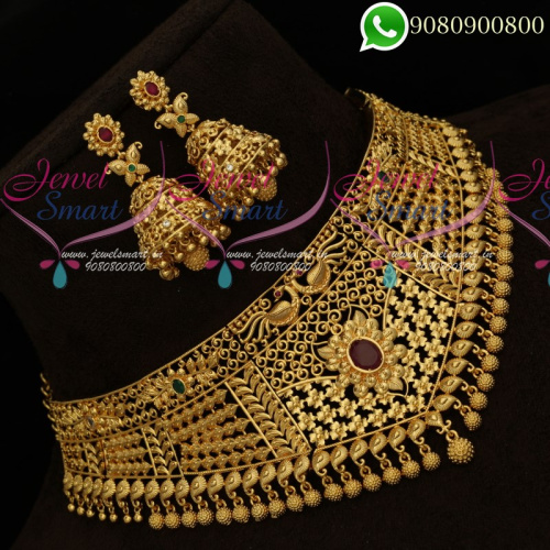Choker Necklace Design One Gram Gold Plated Latest Wedding Jewellery Collections NL19806