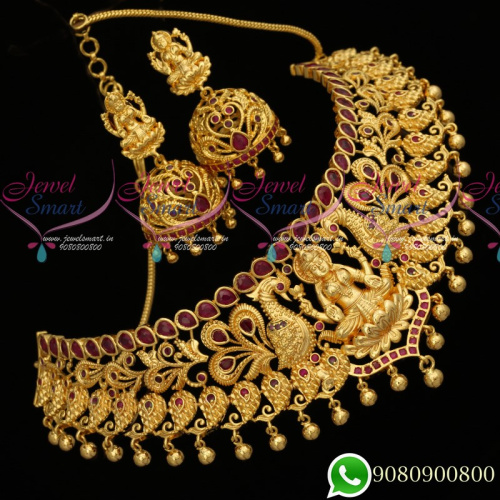 NL19795R One Gram Gold Plated Temple Choker Necklace Latest Traditional Designs Online