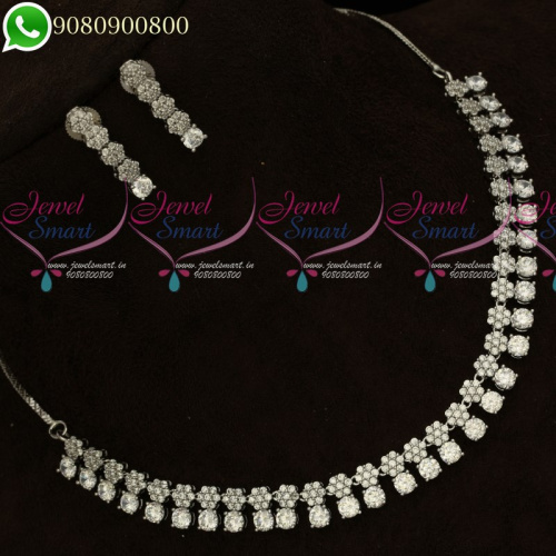 NL19772 Silver Plated Diamond Finish Jewellery Set Delicate High Quality Stones 