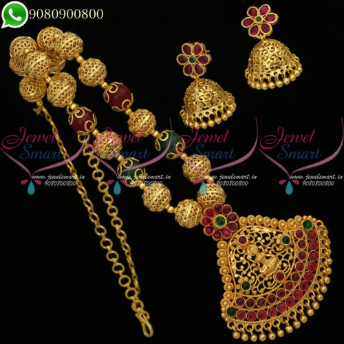 Beaded Jewellery Temple Lakshmi Goddess Design Necklace Set NL20088