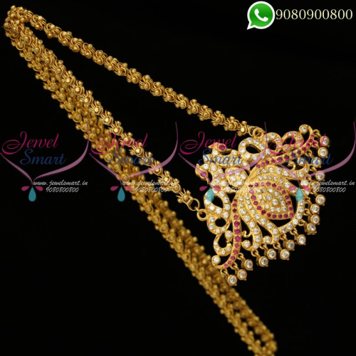 South Indian Jewellery Chain Stone Pendant Gold Plated C20041