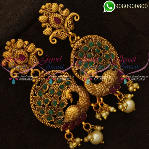 Earrings Big Size Peacock Design Antique Matte Jewellery ER20009