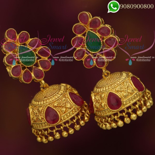 Jhumka Collections Online Ruby Emerald AD Stones J20070