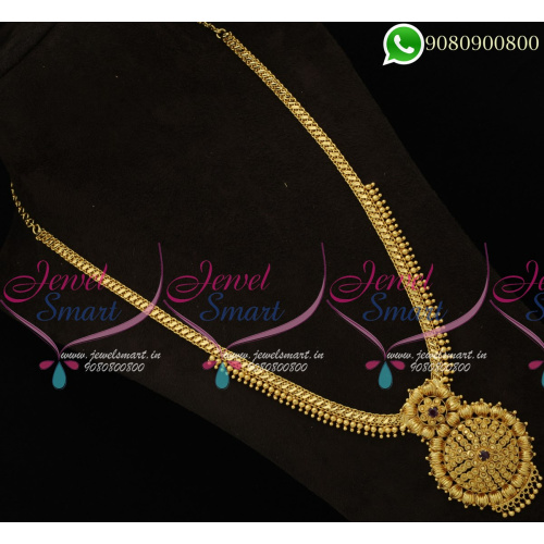 Gold Plated Traditional Beads Haram For Sarees Wedding Jewellery NL19152