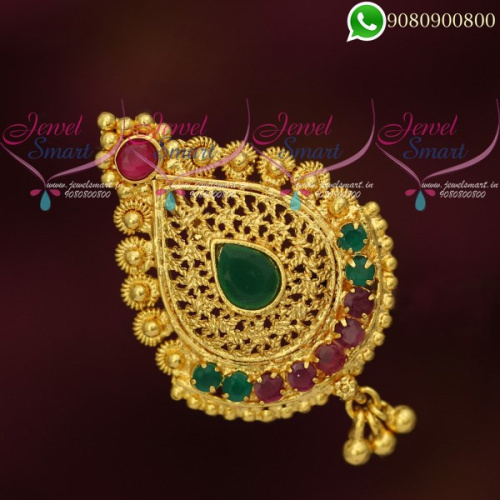 Pendant Jada Billa Gold Plated Jewellery Ruby Emerald Stones H19954