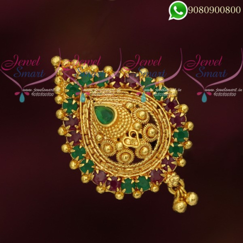 Pendant Jada Billa Gold Plated Jewellery Ruby Emerald Stones H19955