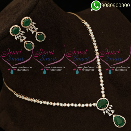 Rose Gold Diamond Finish Jewellery Set Delicate High Quality Stones NL19973