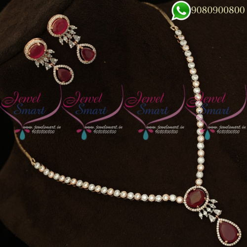 Rose Gold Diamond Finish Jewellery Set Delicate High Quality Stones NL19974