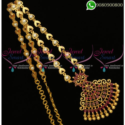 Pearl Chain Attiga Style South Indian Ruby Jewellery Designs Online PS20235R