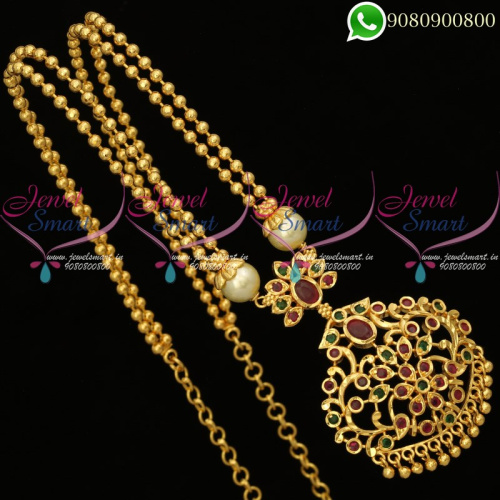 Beads Chain Pendant Gold Finish Imitation Jewellery Designs Online PS20238