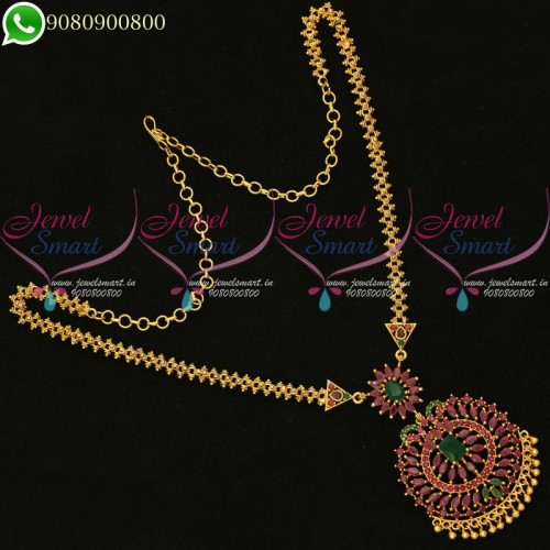 Chain Pendant Set Gold Design Dollar Traditional South Indian Jewellery