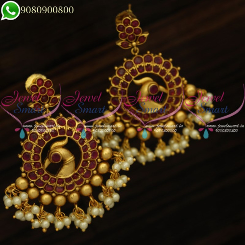Chandbali Earrings Peacock Jewellery Pearl Danglers Latest Design Online ER20210