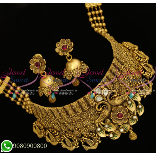 Choker Necklace Antique Gold Plated Bridal Fashion Jewellery Online NL20126