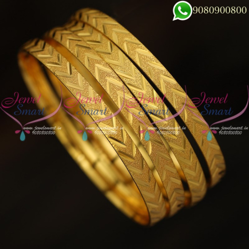 Gold Covering Bangles 4 Pcs Set Regular Wear Imitation Jewellery B20145