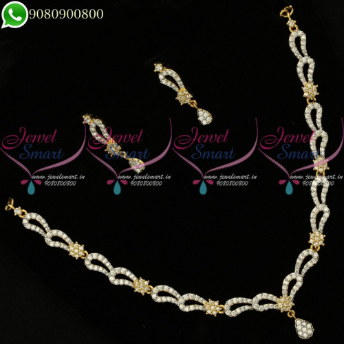 Gold Silver Dual Two Tone Plated Necklace Set Diamond Designs Online NL20180