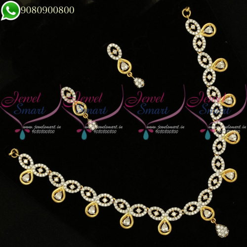 Two Tone Necklace Latest Diamond Design Jewellery Collections Online NL20185