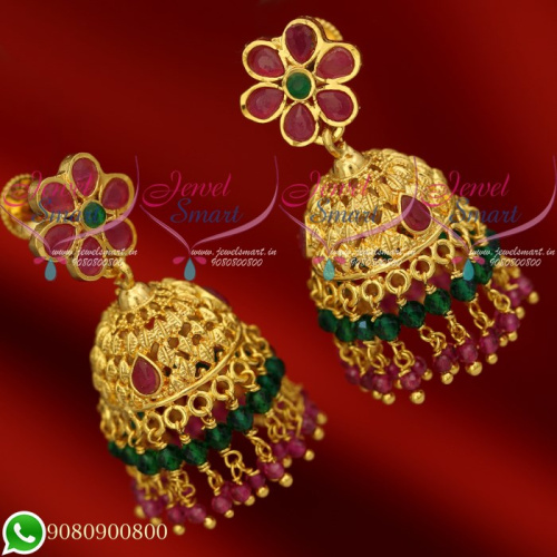 Jhumkas Gold Plated Fancy Design Imitation Jewellery Crystal Online J20132