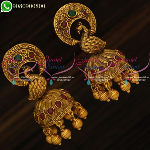 Peacock Jhumki Earrings Latest Antique Fashion Jewellery Designs J20178