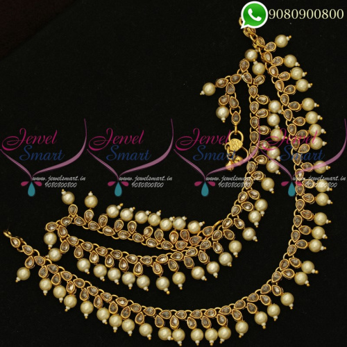 Anklets Payal Polki Stones Pearl Danglers Fashion Jewellery Designs A20160