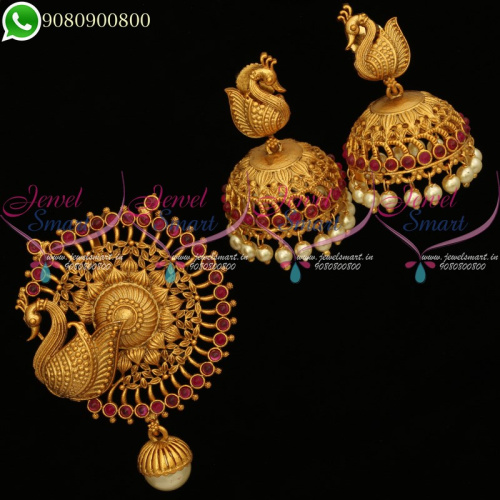 Pendant Set Peacock Design Kemp Jewellery Jhumka Earrings PS20174R