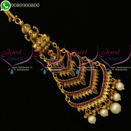 Temple Jewellery Antique Gold Plated Maangtikka Bridal Nethichutti Designs T20200R