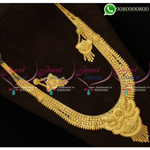 Forming Gold Jewellery Long Necklace Haram Designs South Indian NL20335