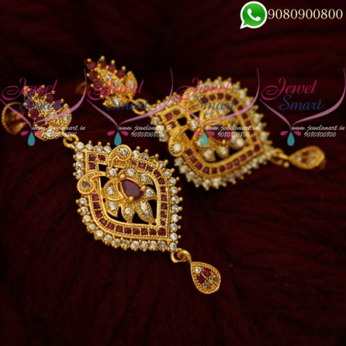 Gold Covering Stone Earrings South Indian Screwback Imitation Collections ER20288