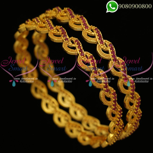 Gold Plated Bangles Stylish Design Artificial Jewellery Collections B20296