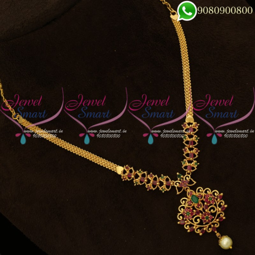 Gold Plated Jewellery South Indian AD Stones Studded Necklace Online NL20286