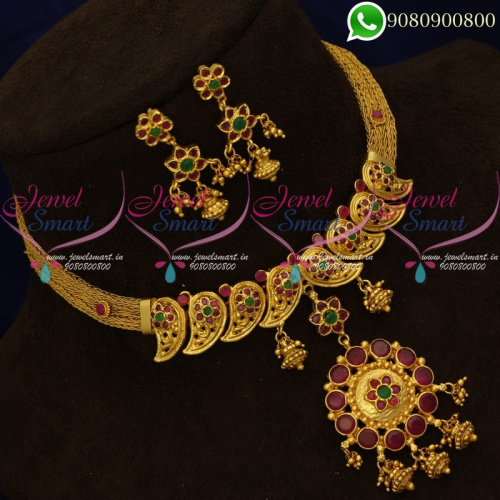 Gold Plated Traditional Necklace Set South Indian Attiga Design NL20309
