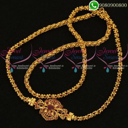 Mugappu Chain Design Ruby Stones Gold Plated South Indian Covering Models C20376