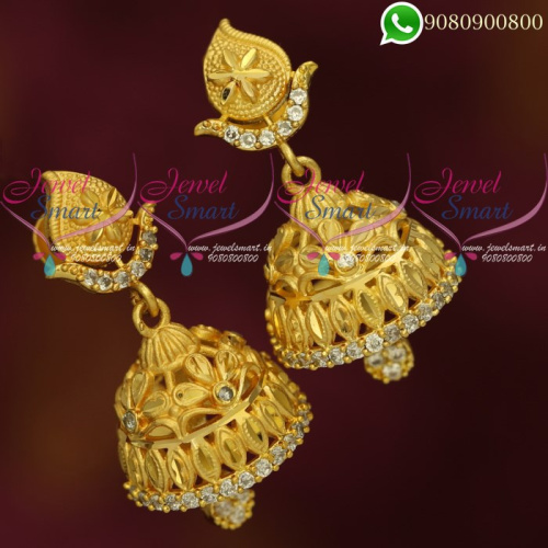 One Gram Gold Jhumki Earrings South Indian Traditional Screwback J20384