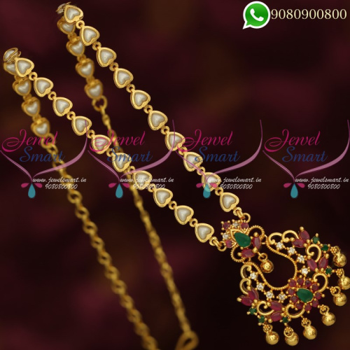 Pearl Chain Pendant Gold Plated Jewellery Designs Shop Online PS20366