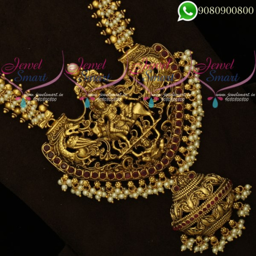 Shiv Darbar Temple Jewellery Haram Design Traditional Pearl Long Necklace NL20358