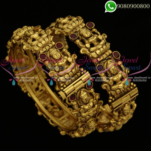 Temple Jewellery Bangles Antique Nagas Work Gold Plated Traditional Designs B20090