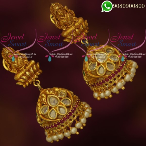Temple Jewellery Jhumka Earrings Laxmi God Design Traditional Online J20367