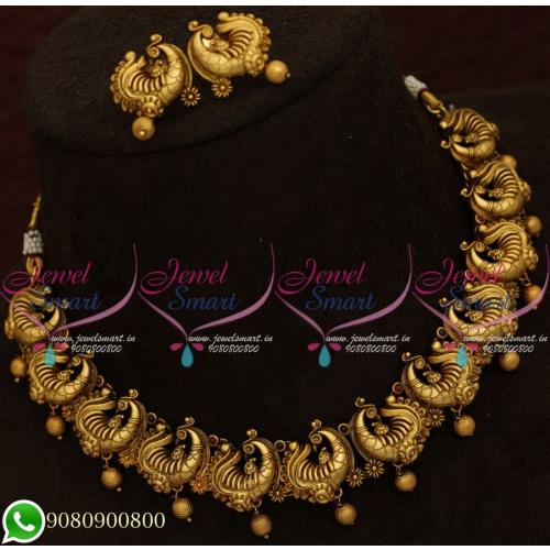 Antique Gold Plated Peacock Necklace Nagas Jewellery Designs Online NL20612