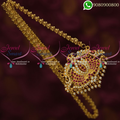 Chain Pendant Set American Diamond Jewellery Designs Gold Plated Online CS20449